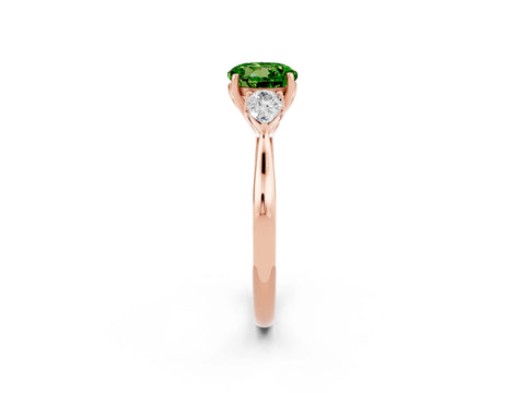 Rose gold Three-Stone Round Cut Cut Diamond Ring with Pear Side Stones in Four-Prong Setting_2