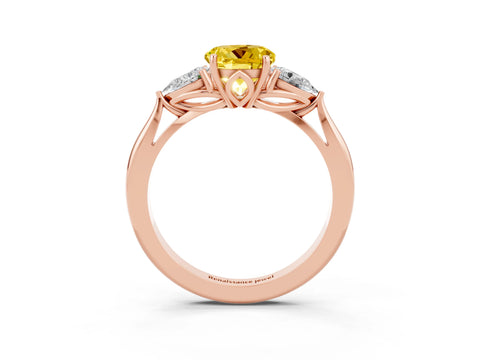 Rose gold Three-Stone Round Cut Cut Diamond Ring with Pear Side Stones in Four-Prong Setting_3