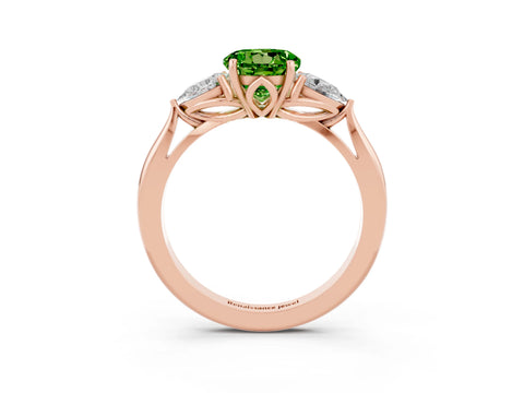 Rose gold Three-Stone Round Cut Cut Diamond Ring with Pear Side Stones in Four-Prong Setting_3