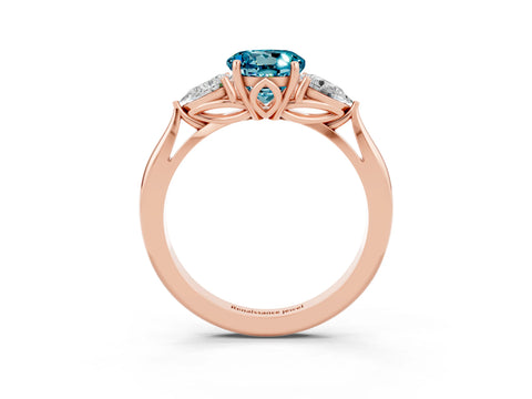 Rose gold Three-Stone Round Cut Cut Diamond Ring with Pear Side Stones in Four-Prong Setting_3