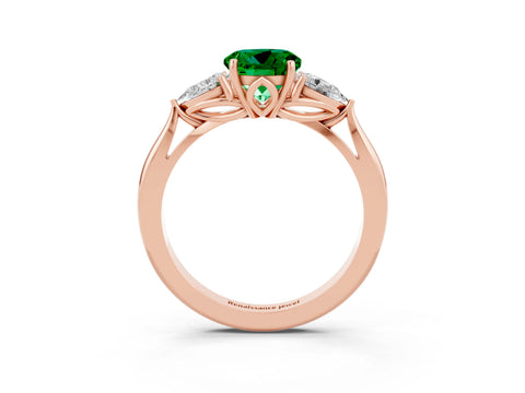 Rose gold Three-Stone Round Cut Cut Diamond Ring with Pear Side Stones in Four-Prong Setting_3