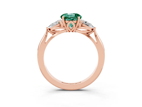 Rose gold Three-Stone Round Cut Cut Diamond Ring with Pear Side Stones in Four-Prong Setting_3