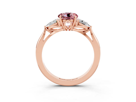 Rose gold Three-Stone Round Cut Cut Diamond Ring with Pear Side Stones in Four-Prong Setting_3