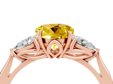 Rose gold Three-Stone Round Cut Cut Diamond Ring with Pear Side Stones in Four-Prong Setting_4
