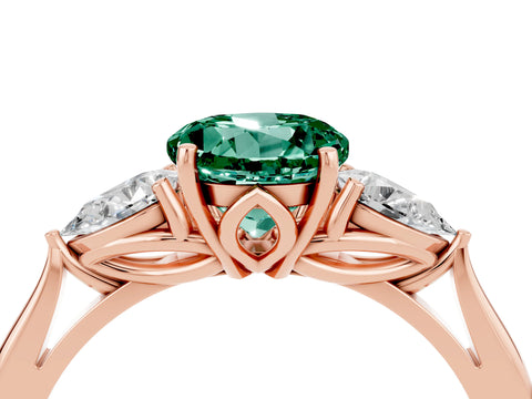 Rose gold Three-Stone Round Cut Cut Diamond Ring with Pear Side Stones in Four-Prong Setting_4
