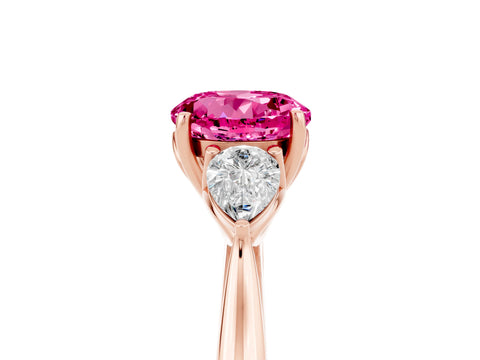 Rose gold Three-Stone Round Cut Cut Diamond Ring with Pear Side Stones in Four-Prong Setting_5