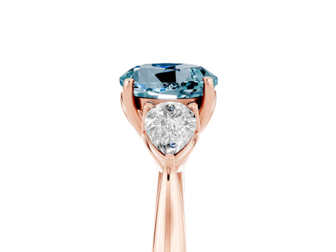 Rose gold Three-Stone Round Cut Cut Diamond Ring with Pear Side Stones in Four-Prong Setting_5