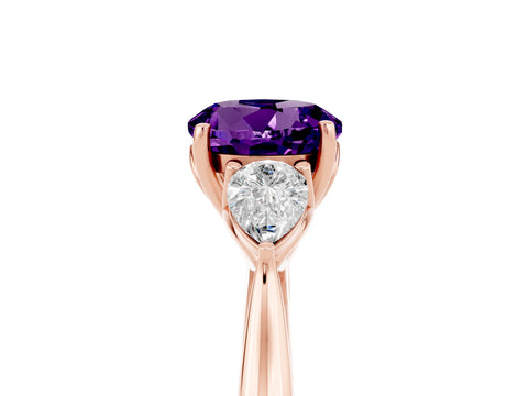 Rose gold Three-Stone Round Cut Cut Diamond Ring with Pear Side Stones in Four-Prong Setting_5