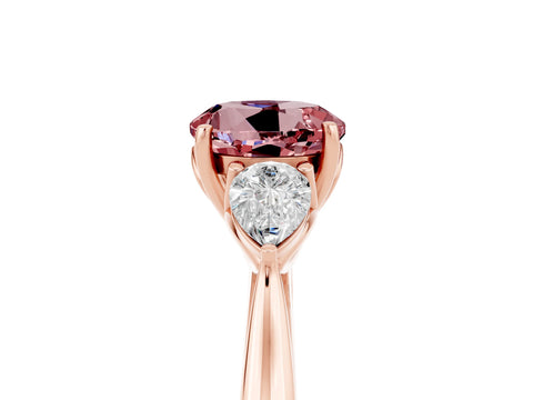 Rose gold Three-Stone Round Cut Cut Diamond Ring with Pear Side Stones in Four-Prong Setting_5