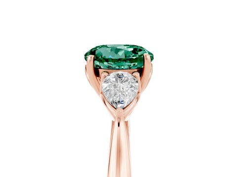 Rose gold Three-Stone Round Cut Cut Diamond Ring with Pear Side Stones in Four-Prong Setting_5