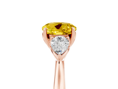 Rose gold Three-Stone Round Cut Cut Diamond Ring with Pear Side Stones in Four-Prong Setting_5
