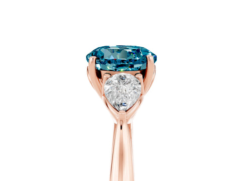 Rose gold Three-Stone Round Cut Cut Diamond Ring with Pear Side Stones in Four-Prong Setting_5
