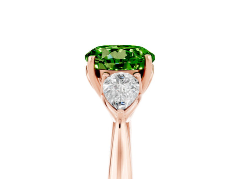 Rose gold Three-Stone Round Cut Cut Diamond Ring with Pear Side Stones in Four-Prong Setting_5