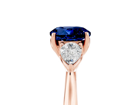 Rose gold Three-Stone Round Cut Cut Diamond Ring with Pear Side Stones in Four-Prong Setting_5