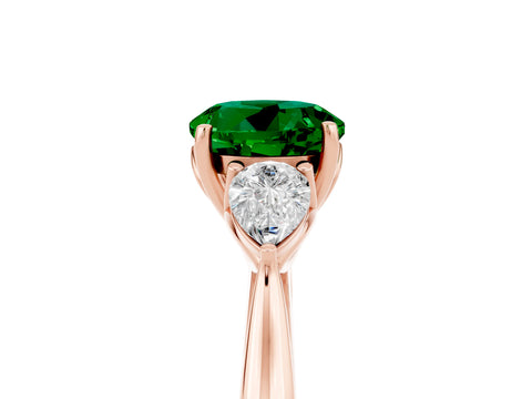 Rose gold Three-Stone Round Cut Cut Diamond Ring with Pear Side Stones in Four-Prong Setting_5