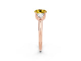 Rose gold Three-Stone Round Cut Cut Diamond Ring with Trillion Side Stones and Four-Prong Setting_2