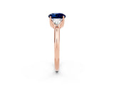 Rose gold Three-Stone Round Cut Cut Diamond Ring with Trillion Side Stones and Four-Prong Setting_2