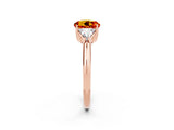 Rose gold Three-Stone Round Cut Cut Diamond Ring with Trillion Side Stones and Four-Prong Setting_2