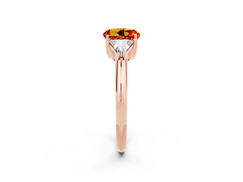 Rose gold Three-Stone Round Cut Cut Diamond Ring with Trillion Side Stones and Four-Prong Setting_2