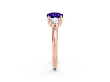Rose gold Three-Stone Round Cut Cut Diamond Ring with Trillion Side Stones and Four-Prong Setting_2