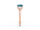 Rose gold Three-Stone Round Cut Cut Diamond Ring with Trillion Side Stones and Four-Prong Setting_2
