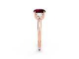 Rose gold Three-Stone Round Cut Cut Diamond Ring with Trillion Side Stones and Four-Prong Setting_2