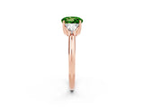 Rose gold Three-Stone Round Cut Cut Diamond Ring with Trillion Side Stones and Four-Prong Setting_2
