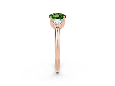 Rose gold Three-Stone Round Cut Cut Diamond Ring with Trillion Side Stones and Four-Prong Setting_2