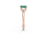 Rose gold Three-Stone Round Cut Cut Diamond Ring with Trillion Side Stones and Four-Prong Setting_2