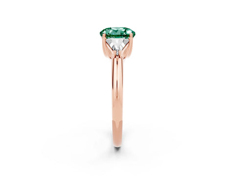 Rose gold Three-Stone Round Cut Cut Diamond Ring with Trillion Side Stones and Four-Prong Setting_2