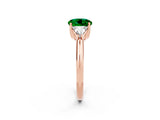 Rose gold Three-Stone Round Cut Cut Diamond Ring with Trillion Side Stones and Four-Prong Setting_2