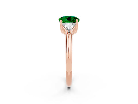 Rose gold Three-Stone Round Cut Cut Diamond Ring with Trillion Side Stones and Four-Prong Setting_2