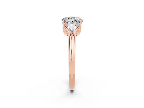 Rose gold Three-Stone Round Cut Cut Diamond Ring with Trillion Side Stones and Four-Prong Setting_2