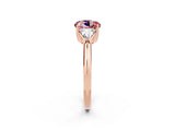 Rose gold Three-Stone Round Cut Cut Diamond Ring with Trillion Side Stones and Four-Prong Setting_2