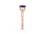 Rose gold Three-Stone Round Cut Cut Diamond Ring with Trillion Side Stones and Four-Prong Setting_2