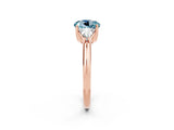 Rose gold Three-Stone Round Cut Cut Diamond Ring with Trillion Side Stones and Four-Prong Setting_2