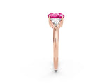 Rose gold Three-Stone Round Cut Cut Diamond Ring with Trillion Side Stones and Four-Prong Setting_2