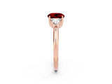 Rose gold Three-Stone Round Cut Cut Diamond Ring with Trillion Side Stones and Four-Prong Setting_2