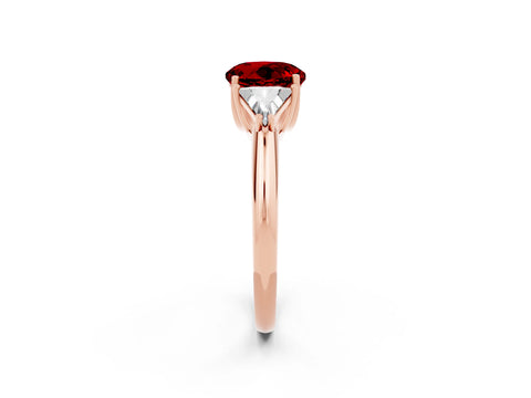 Rose gold Three-Stone Round Cut Cut Diamond Ring with Trillion Side Stones and Four-Prong Setting_2