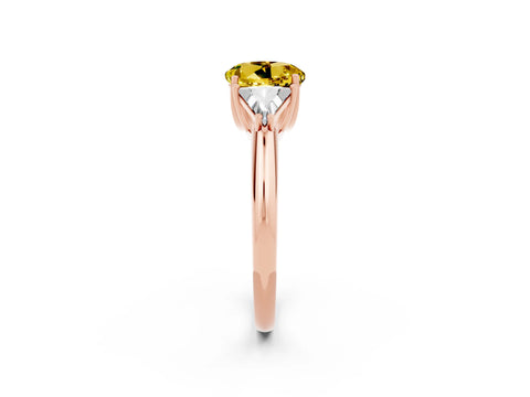 Rose gold Three-Stone Round Cut Cut Diamond Ring with Trillion Side Stones and Four-Prong Setting_2