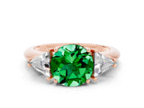 Rose gold Three-Stone Round Cut Cut Diamond Ring with Trillion Side Stones and Four-Prong Setting