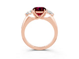 Rose gold Three-Stone Round Cut Cut Diamond Ring with Trillion Side Stones and Four-Prong Setting_3