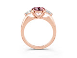 Rose gold Three-Stone Round Cut Cut Diamond Ring with Trillion Side Stones and Four-Prong Setting_3