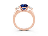 Rose gold Three-Stone Round Cut Cut Diamond Ring with Trillion Side Stones and Four-Prong Setting_3