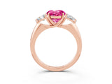 Rose gold Three-Stone Round Cut Cut Diamond Ring with Trillion Side Stones and Four-Prong Setting_3