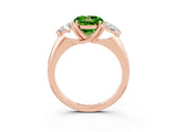 Rose gold Three-Stone Round Cut Cut Diamond Ring with Trillion Side Stones and Four-Prong Setting_3