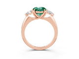Rose gold Three-Stone Round Cut Cut Diamond Ring with Trillion Side Stones and Four-Prong Setting_3