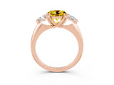Rose gold Three-Stone Round Cut Cut Diamond Ring with Trillion Side Stones and Four-Prong Setting_3