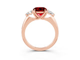 Rose gold Three-Stone Round Cut Cut Diamond Ring with Trillion Side Stones and Four-Prong Setting_3