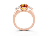 Rose gold Three-Stone Round Cut Cut Diamond Ring with Trillion Side Stones and Four-Prong Setting_3